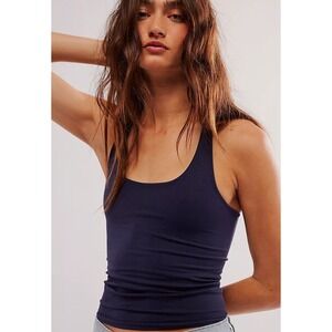 Free People Intimately Clean Lines Cropped Ribbed Racerback Cami Navy Size M/L